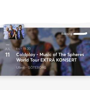 Säljer två biljetter ståplats till Coldplay på Ullevi 11/7 för 2500kr för en eller 4000kr för båda💓  Obs!! Tryck inte på köp nu