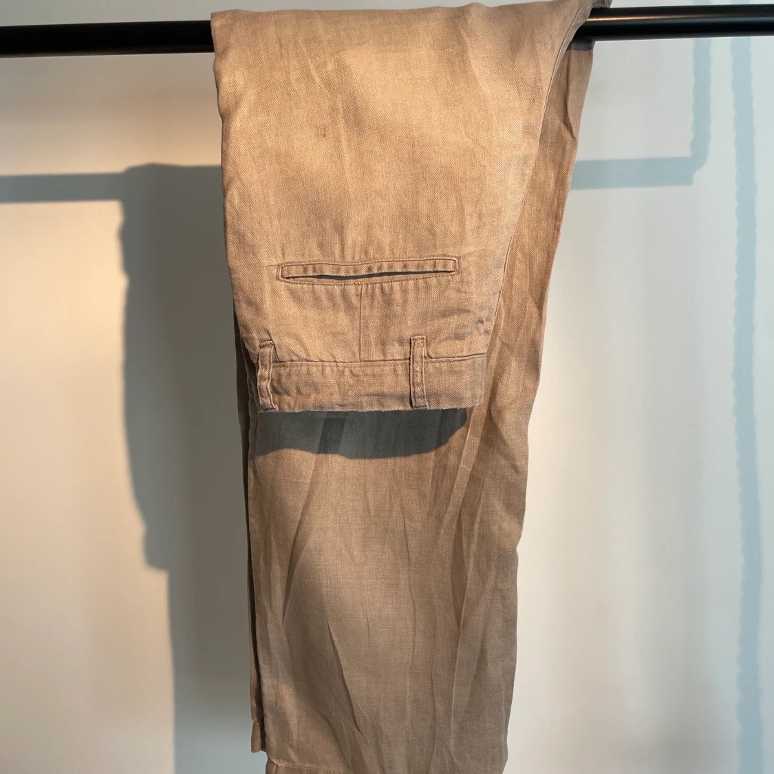 Beige raka linnebyxor  - 90