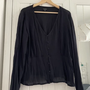 Monki blouse in black - v-neckline and buttons at the front.