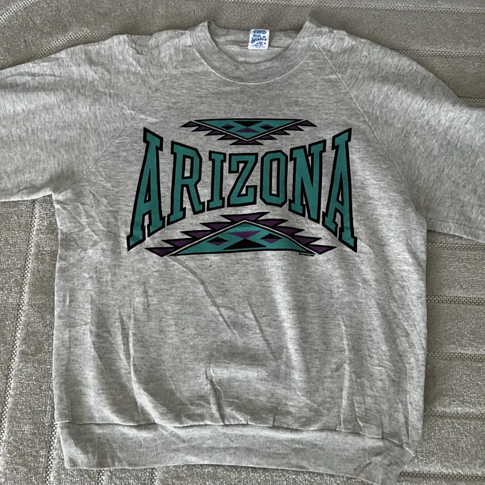Grå Vintage Sweatshirt med Arizona tryck. Hoodies.