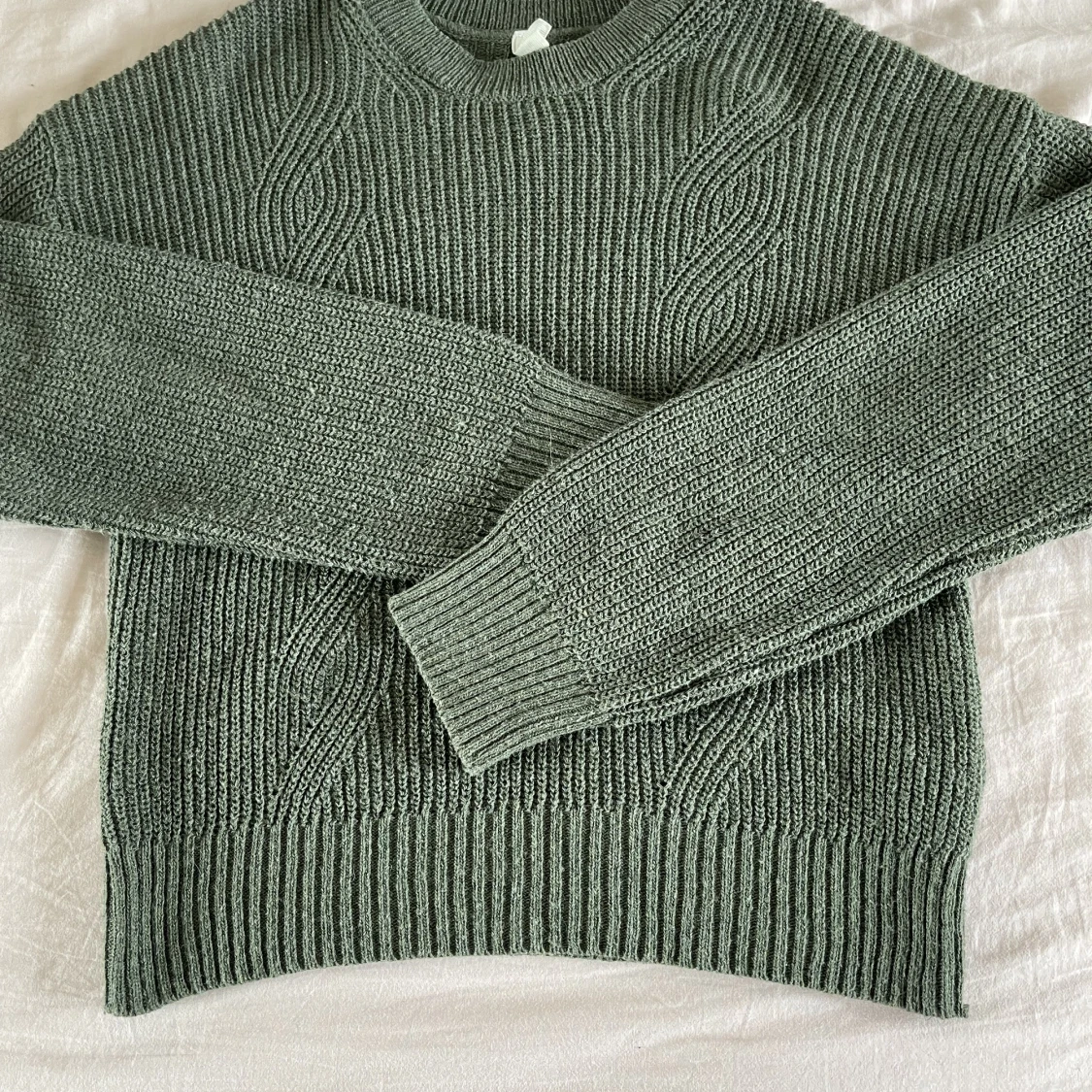 Grön stockholmsstil stickad lång armad tröja i xs, 140, 146