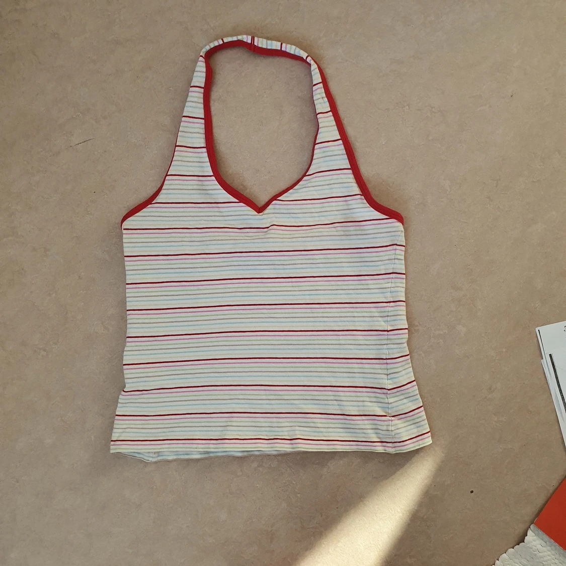 randigt halterneck linne