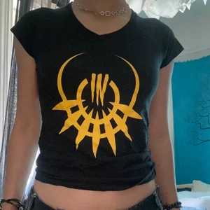 Svart tshirt - Svart T-shirt med tryck😜 Minns inte storleken men typ XS/S. Den har tyvärr ett litet hål i sömmen på högersidan vilket sänker priset. Köpare står för frakt på 45kr men kan även mötas i Västerås😋