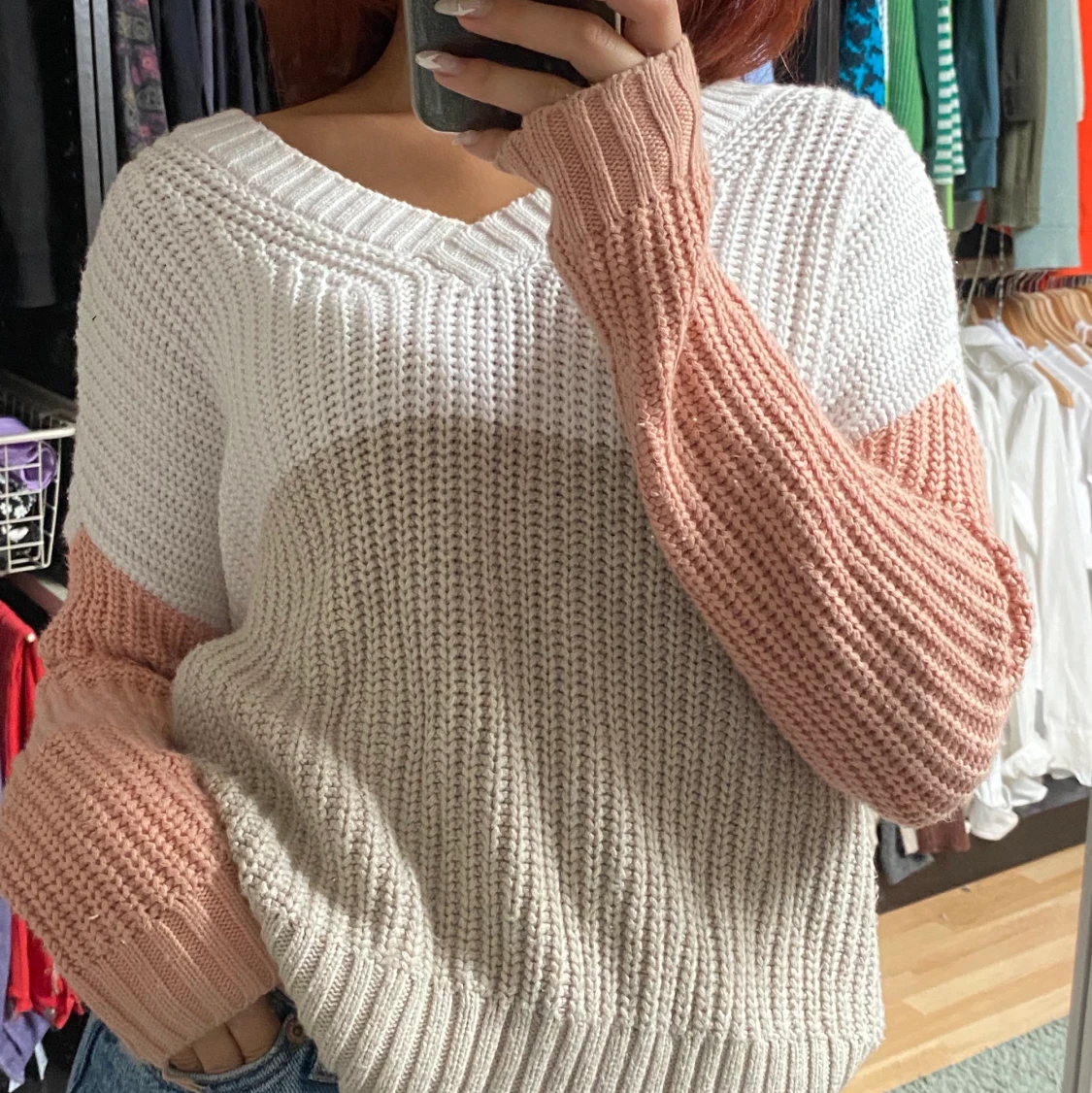 Block stickad tröja