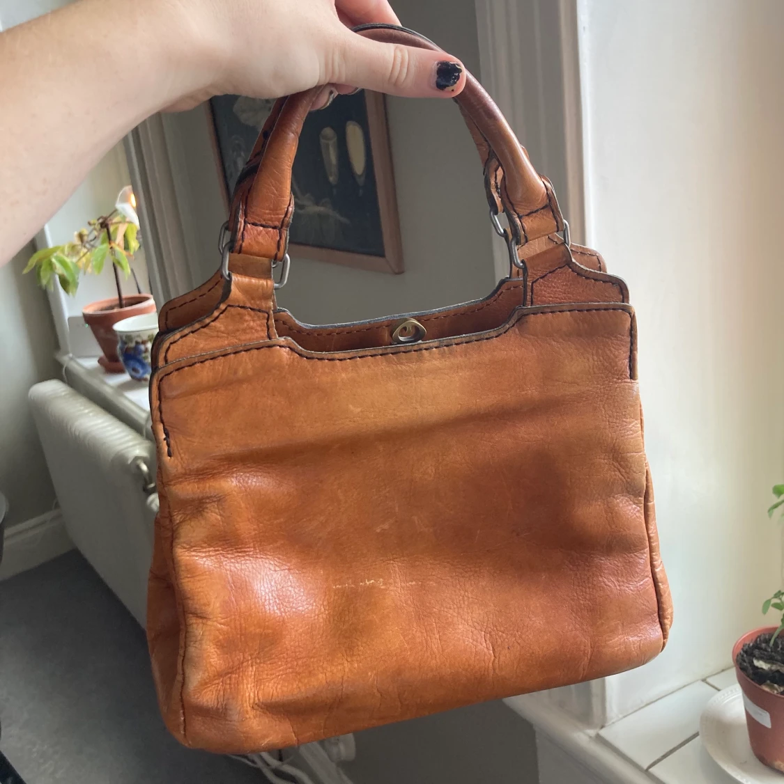 Vintage läderväska  - 90