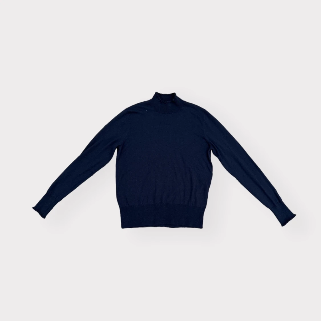 Marinblå finstickad polotröja - 90