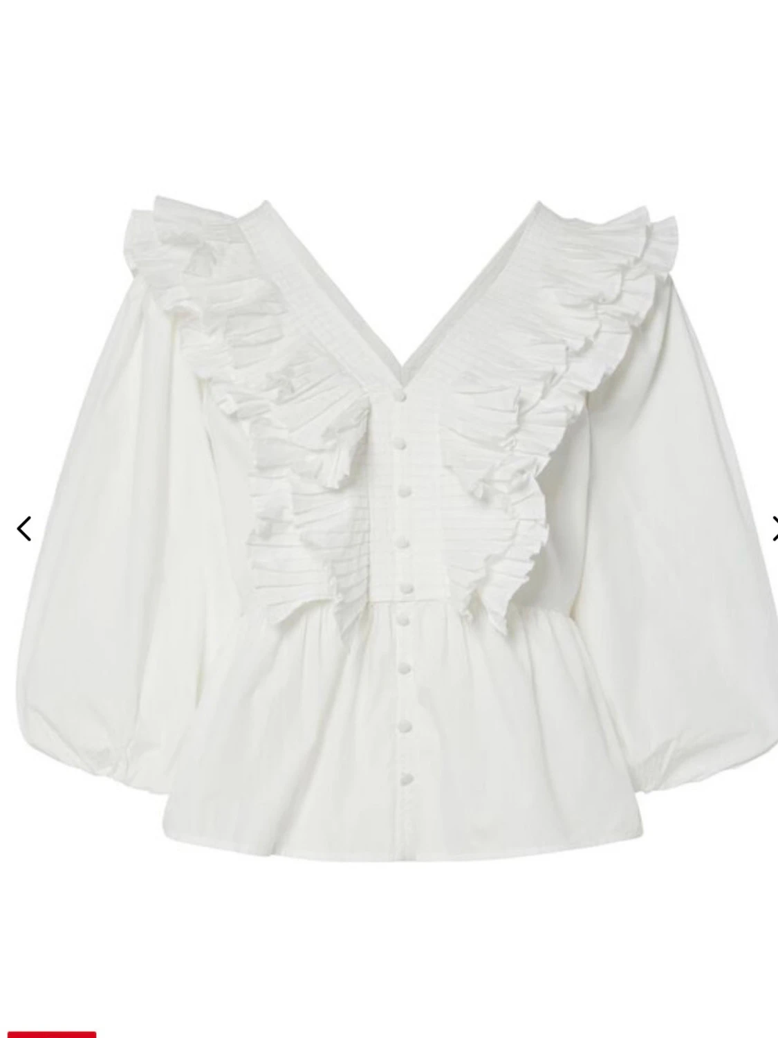 Vit volangblus med puffärm