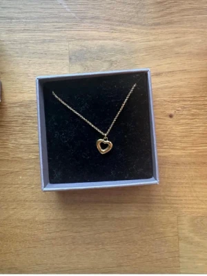 Guldfärgat hjärthalsband från Edblad - Snyggt halsband från Edblad i guldfärg med ett hjärtformat hänge. Kedjan är tunn och elegant, och hänget har en öppen hjärtformad design. Perfekt accessoar för att lyfta din stil med en söt detalj.