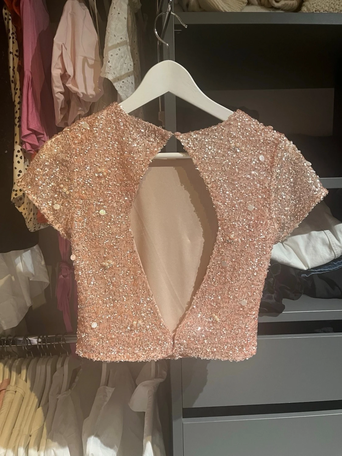 Glittrig rosa croppad topp Zara - 2