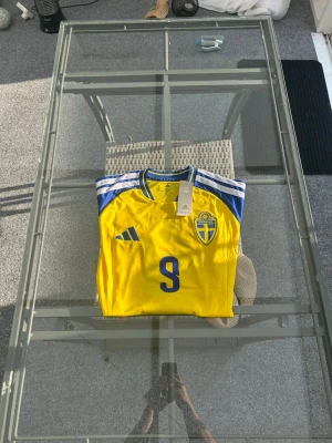 Sverige matchtröja Alexander Isak - Gul/Blå - Stl M - Säljer en fin Sverige-tröja med Alexander Isak (nummer 9) på ryggen. Tröjan är i storlek M och har en snygg design i landslagets klassiska färger. Tröjan är i nyskick och har aldrig blivit använd, prislapp sitter kvar. Säljes då den inte kommer till användning. Det är en riktigt snygg supportertröja med skön passform som passar perfekt för fotbollsmatchen eller vardagsoutfiten.  Spelare: Alexander Isak (#9)  Storlek: M  Skick: Helt ny med lapp Hör av dig vid frågor eller om du vill se fler bilde