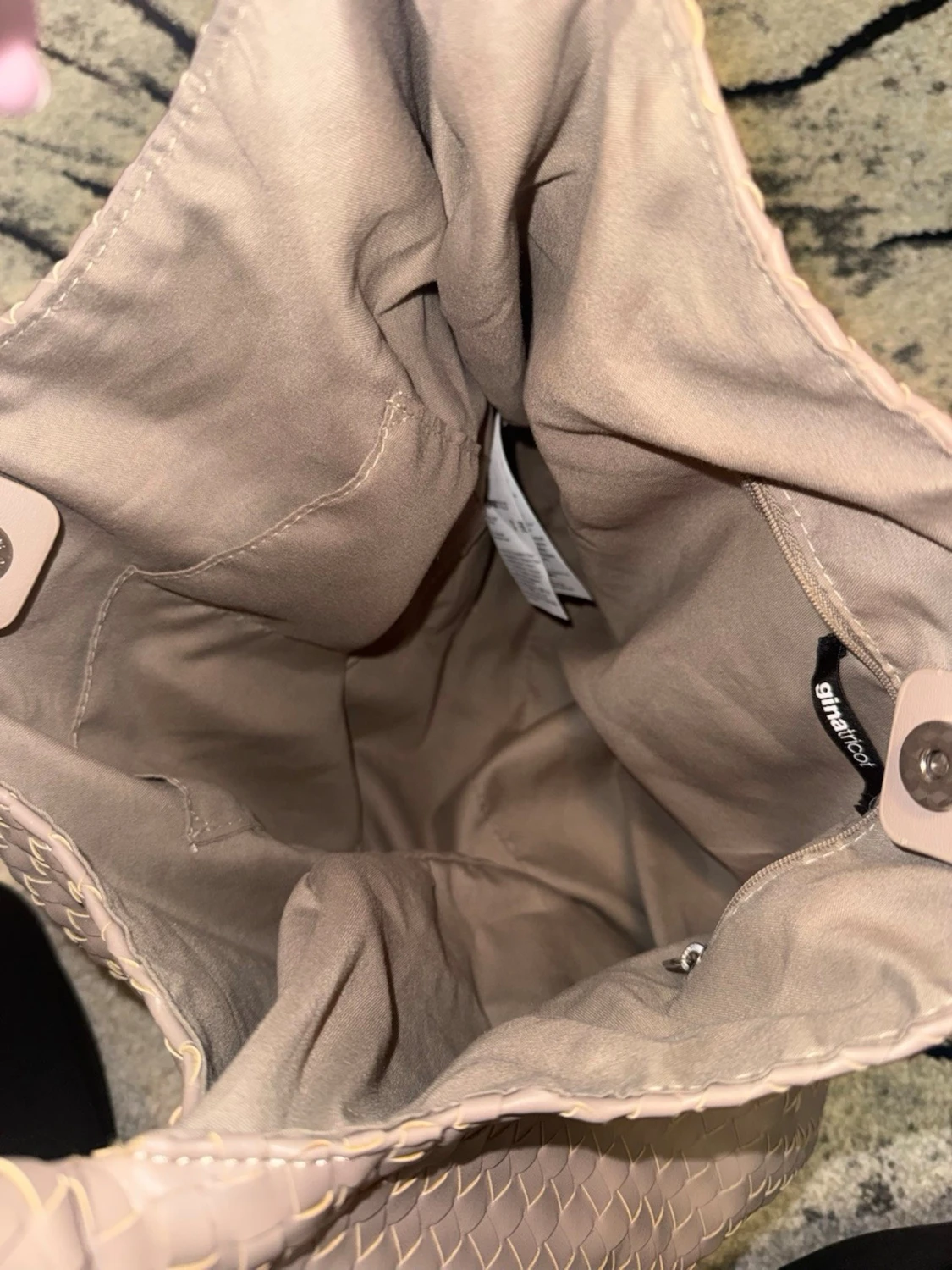 Beige flätad handväska - 1