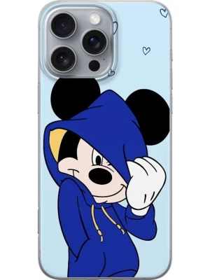 Mobilskal med Musse Pigg i blå hoodie - Snyggt mobilskal med motiv av Musse Pigg i en blå hoodie på ljusblå bakgrund med små hjärtan. Skalets design är lekfull och färgstark, perfekt för dig som vill ha något unikt till mobilen. Passar dig som gillar Disney och vill sticka ut med din telefon.