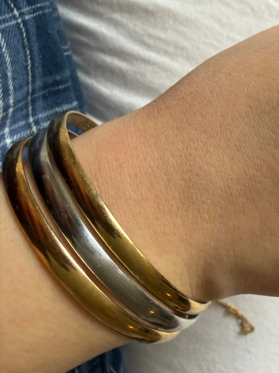 Trebandsarmband i guld och silver STAINLESS