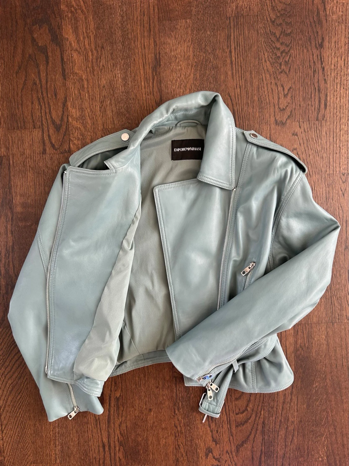 Emporio Armani Leather Jacket Turquoise Women - 2