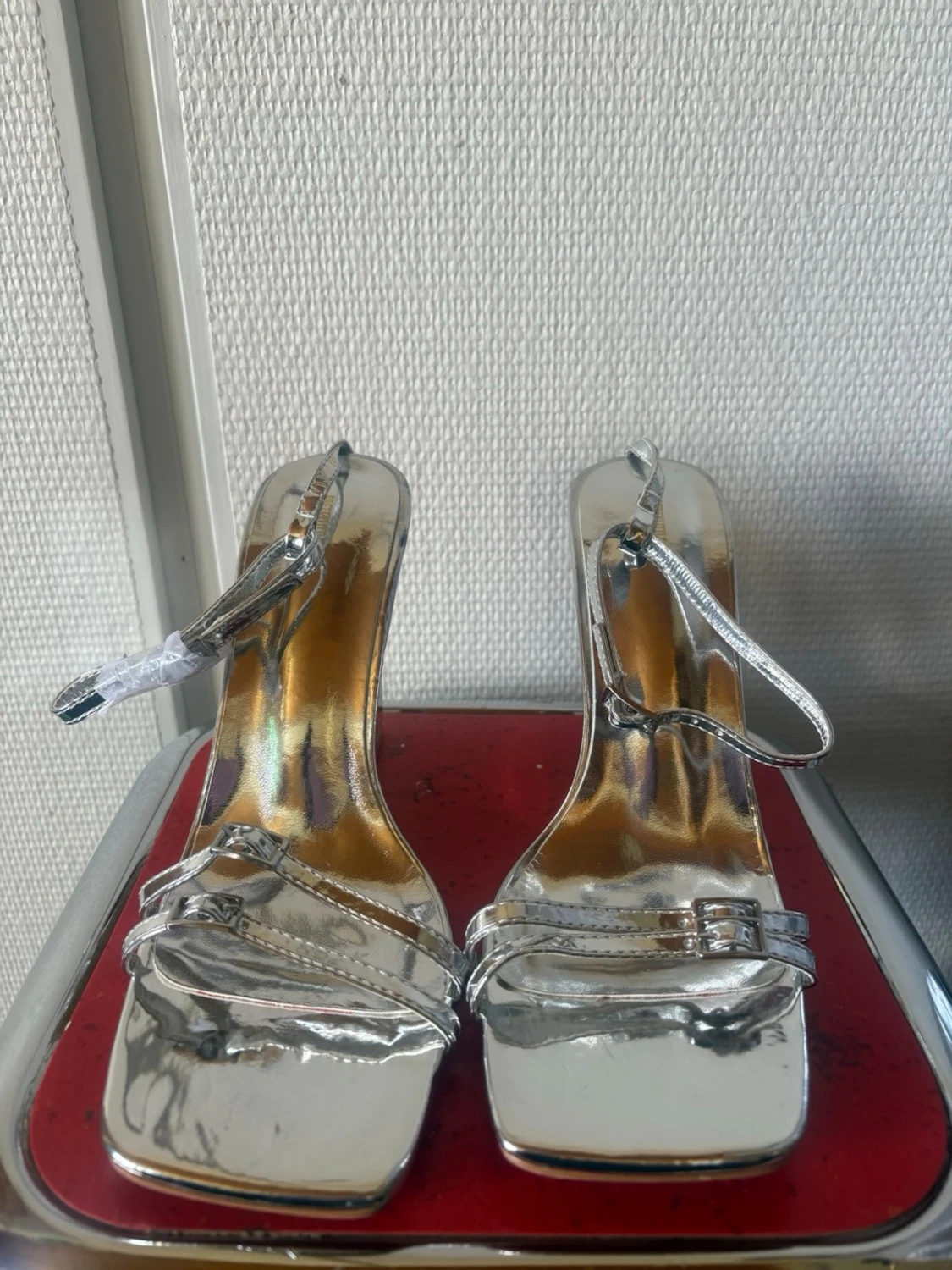 Silvriga pumps med fyrkantig tå - 1