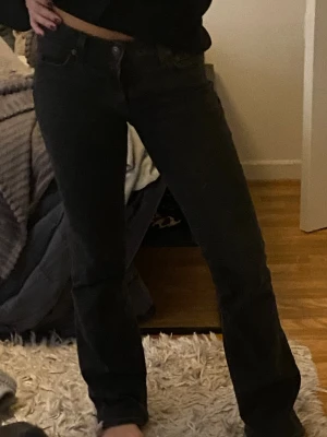 Svarta raka jeans från Levi's - Säljer ett par svarta raka/bootcut jeans från Levi's. Lågmidjade. Jättefina skick! Storlek 25