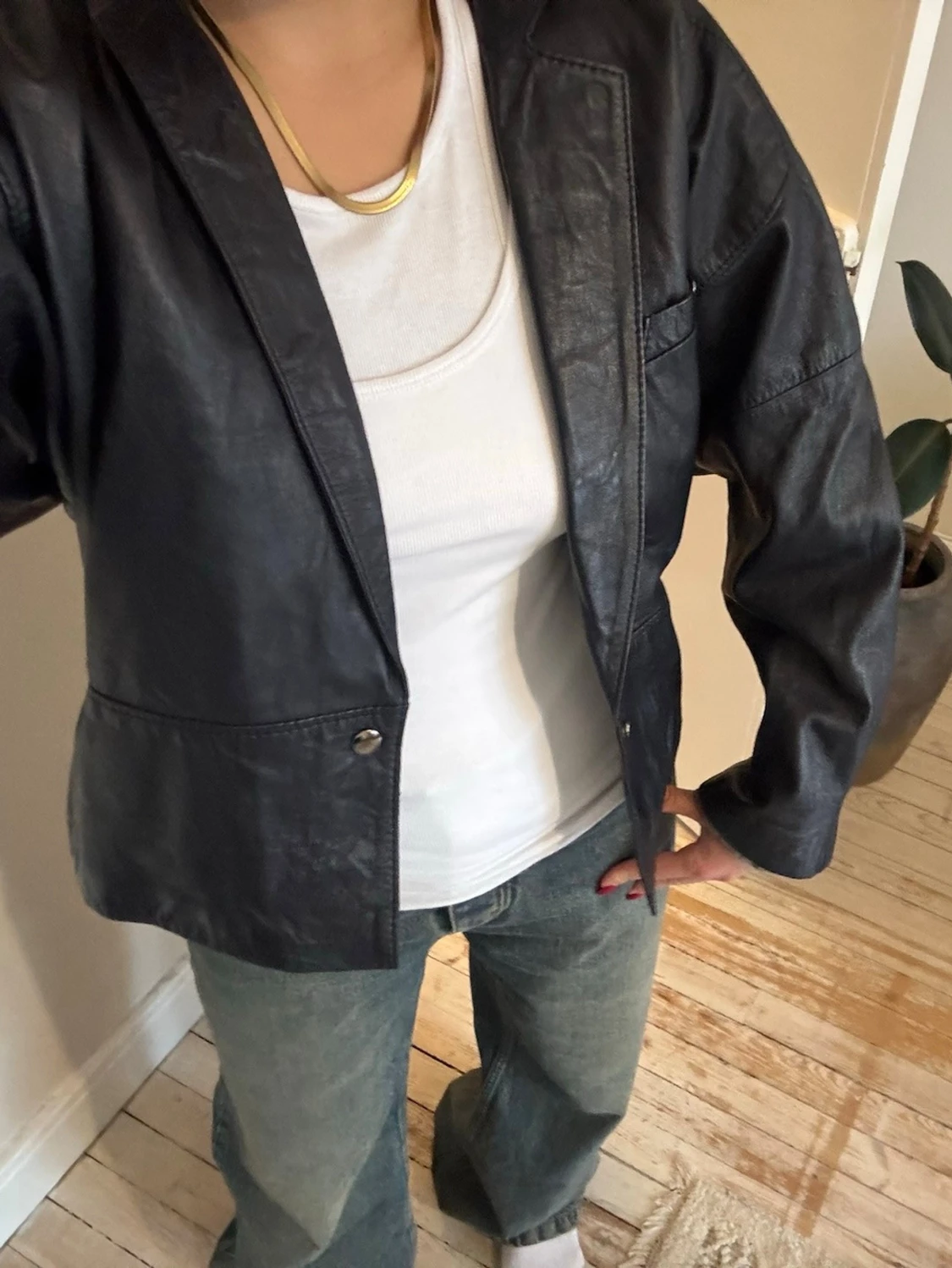 Svart vintage skinnjacka 