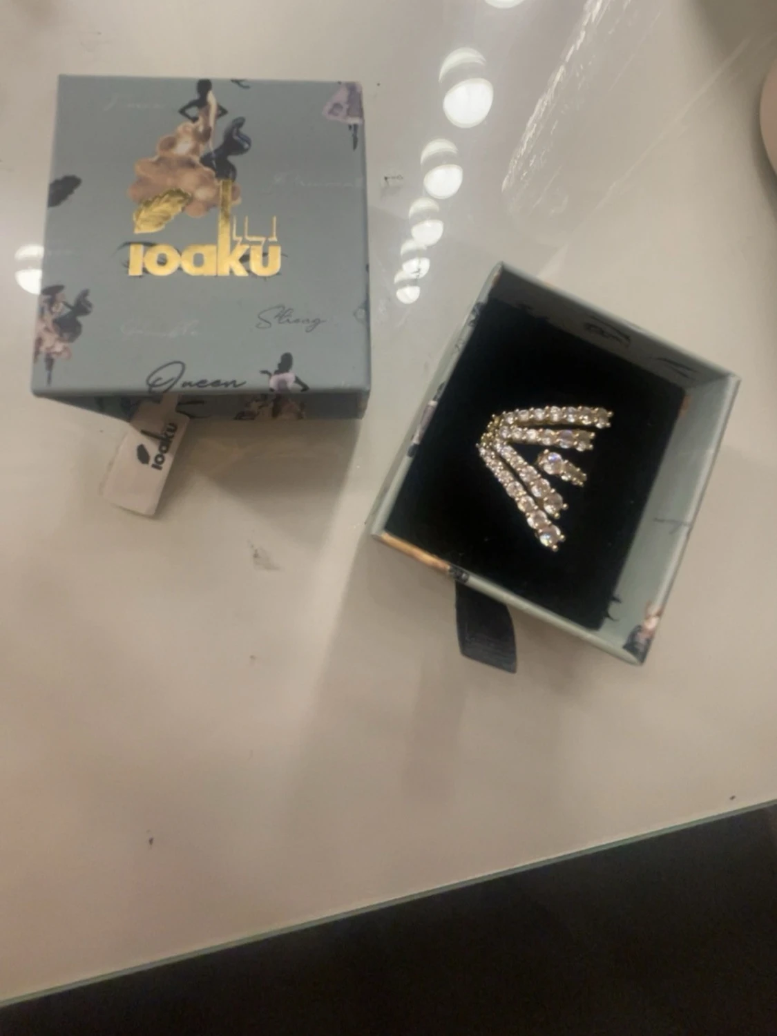 Guldring  med kristaller från Ioaku - 1