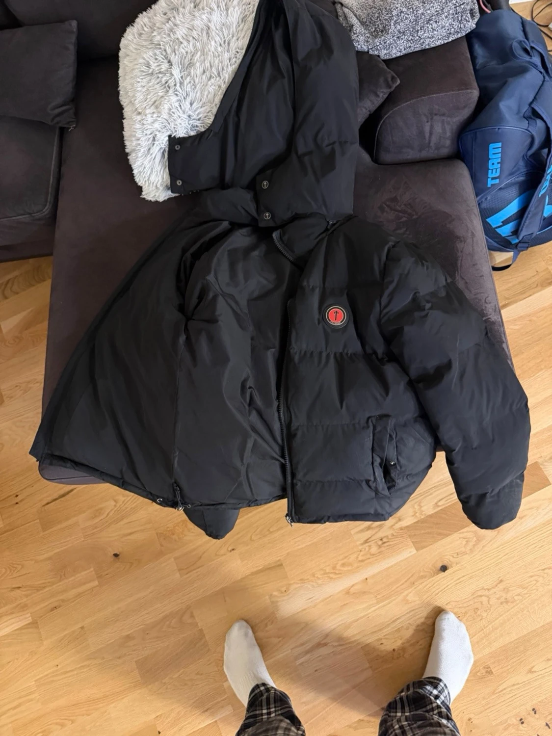 Trapstar svart pufferjacka med huva - 1