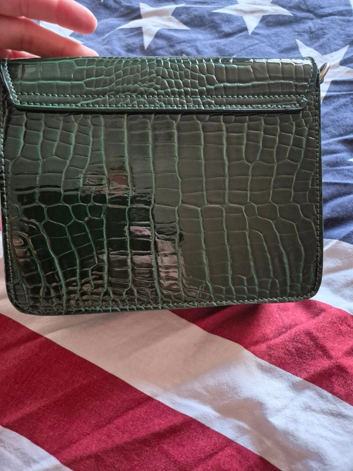 Grön croco-mönstrad handväska - 1