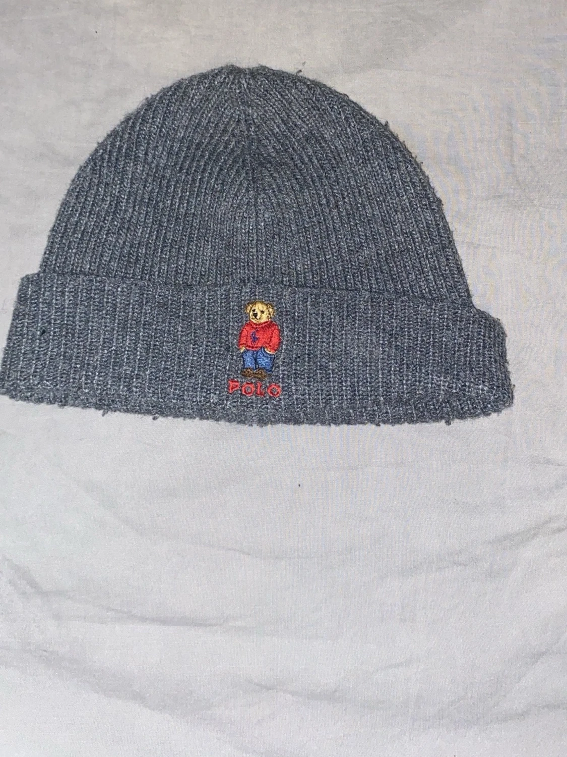 Grå ribbstickad mössa Polo Ralph Lauren