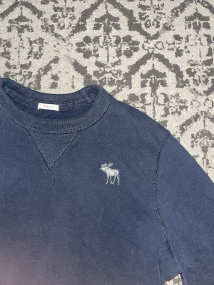 Mörkblå sweatshirt Abercrombie & Fitch - Mörkblå sweatshirt från Abercrombie & Fitch med rund halsringning och broderad älg på bröstet. Klassisk modell med ribbade muddar och mjukt material som passar perfekt till jeans eller joggers.