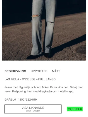 Wide leg jeans med revor gråblå - Letar!!