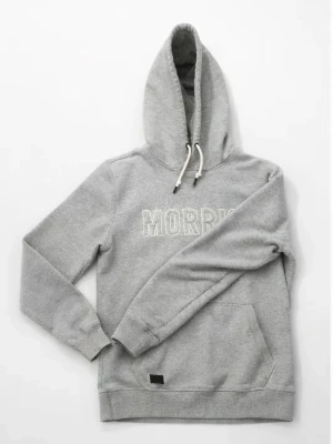 Morris hoddie - Grå hoodie från Morris i storlek small. Klassisk modell med huva och vita dragsnören. Tillverkad i mjuk bomullsblandning som är skön att ha på sig. Perfekt för en avslappnad och stilren look.