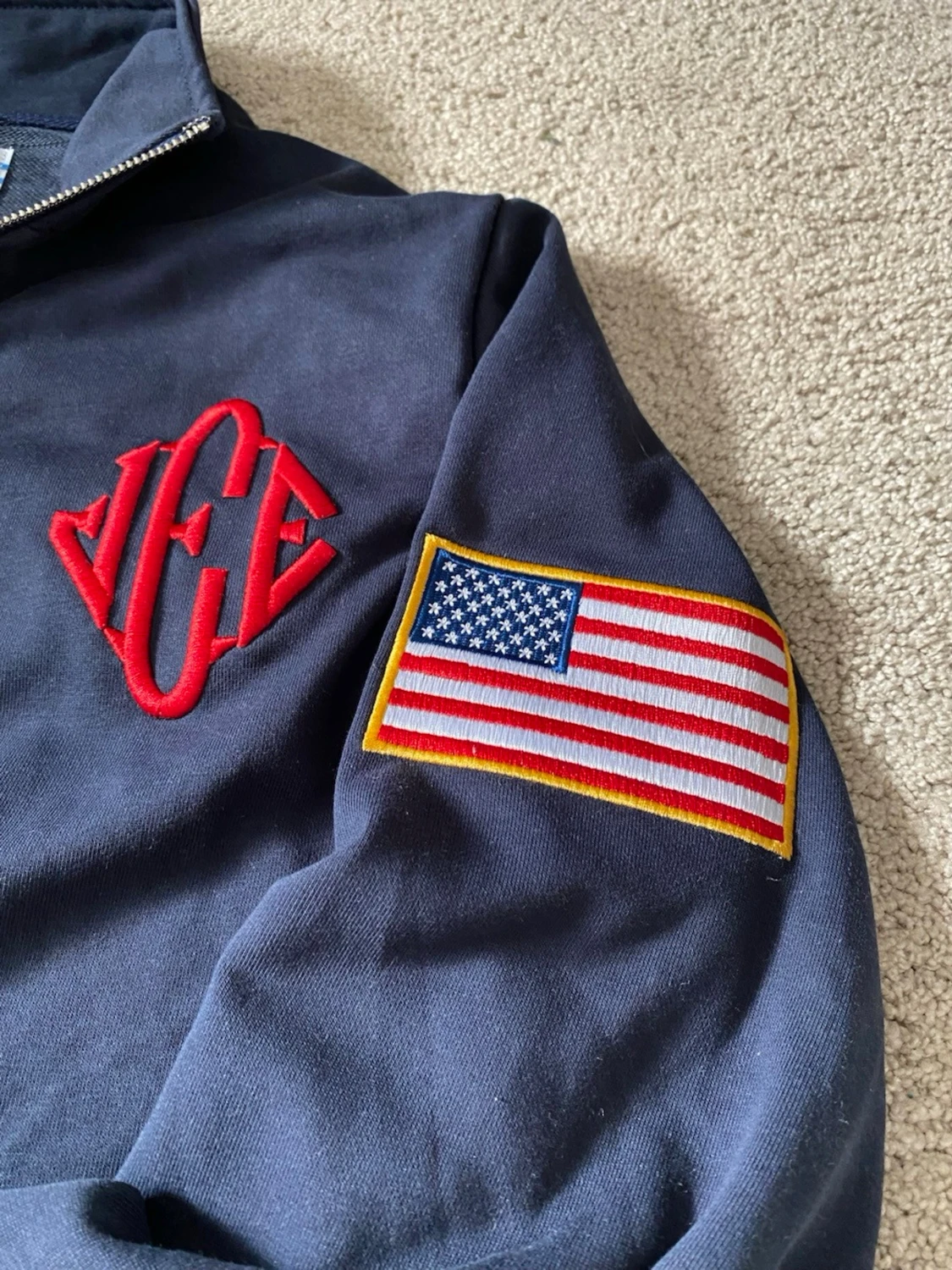 Jeffrey Epstein Halfzip USA Flag 100% Bomull - 1