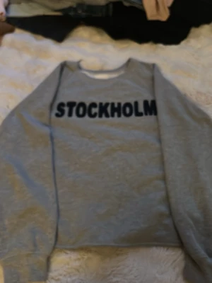Grå sweatshirt med STOCKHOLM-tryck - Grå sweatshirt från Next med svart text STOCKHOLM över bröstet. Klassisk rund halsringning och långa ärmar. Perfekt för en avslappnad och trendig stil.