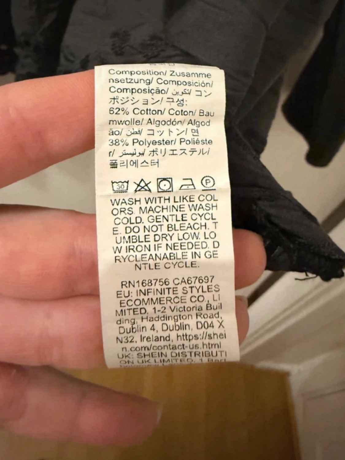 Svart grå urtvättat färg blus med volang och spetsdetaljer - 3