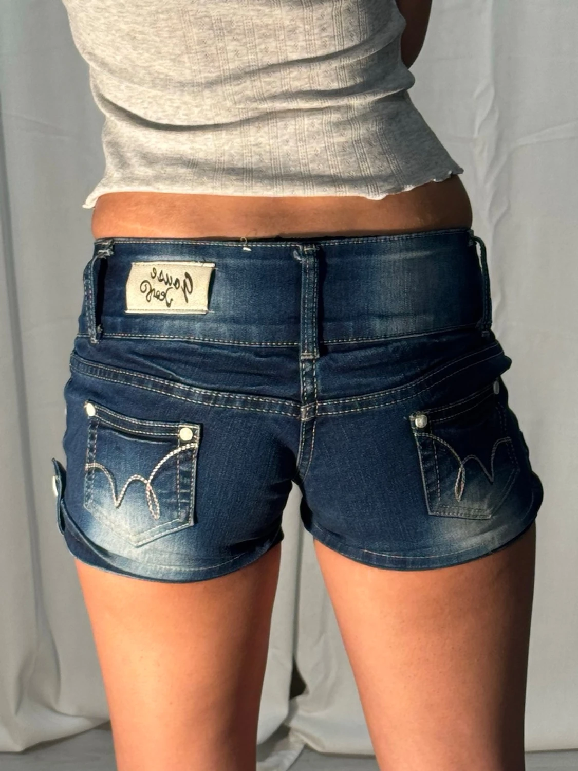 Lågmidjade jeansshorts  - 2