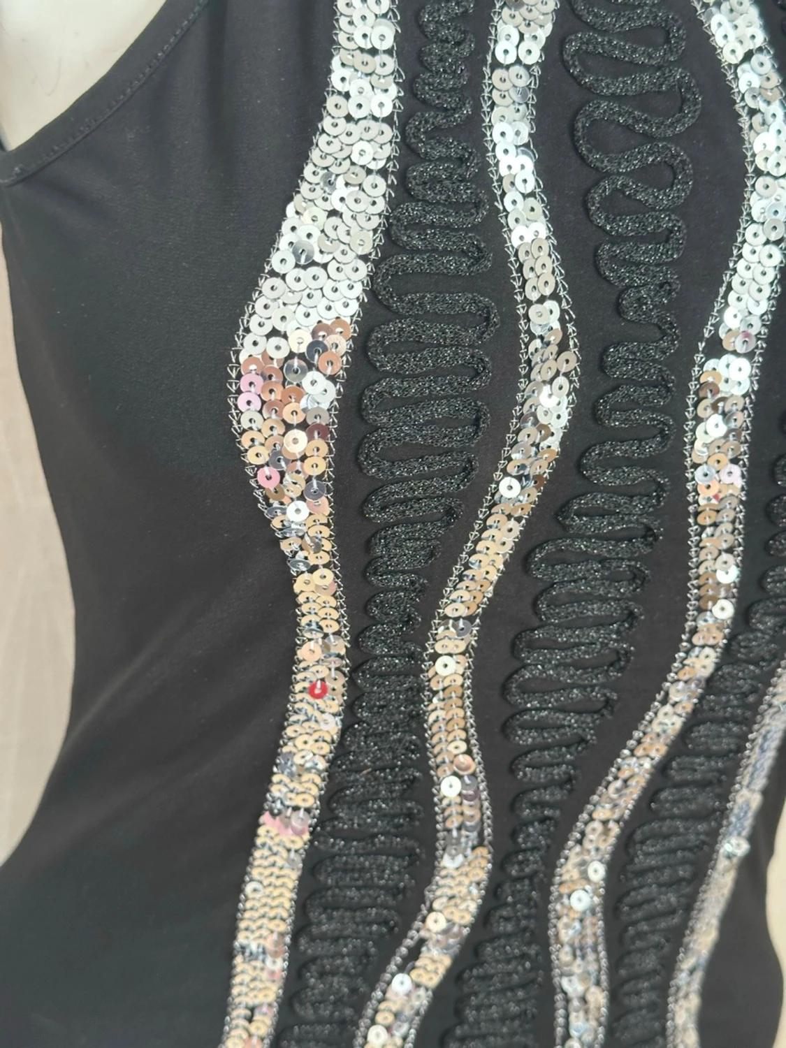 Svart paljettprydd halterneck topp - 1