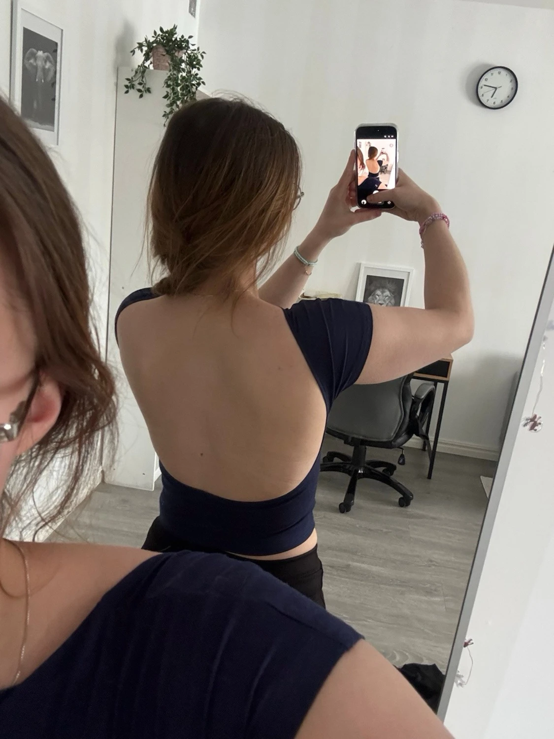 Mörkblå croppad topp med öppen rygg - 1