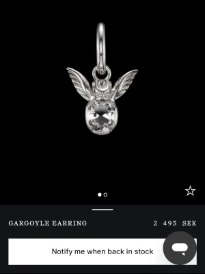 Maria Nilsdotter Gargoyle örhänge silver  - Slutsålda på hemsidan. Säljer endast en. Ordinariepris 2495 kr. 