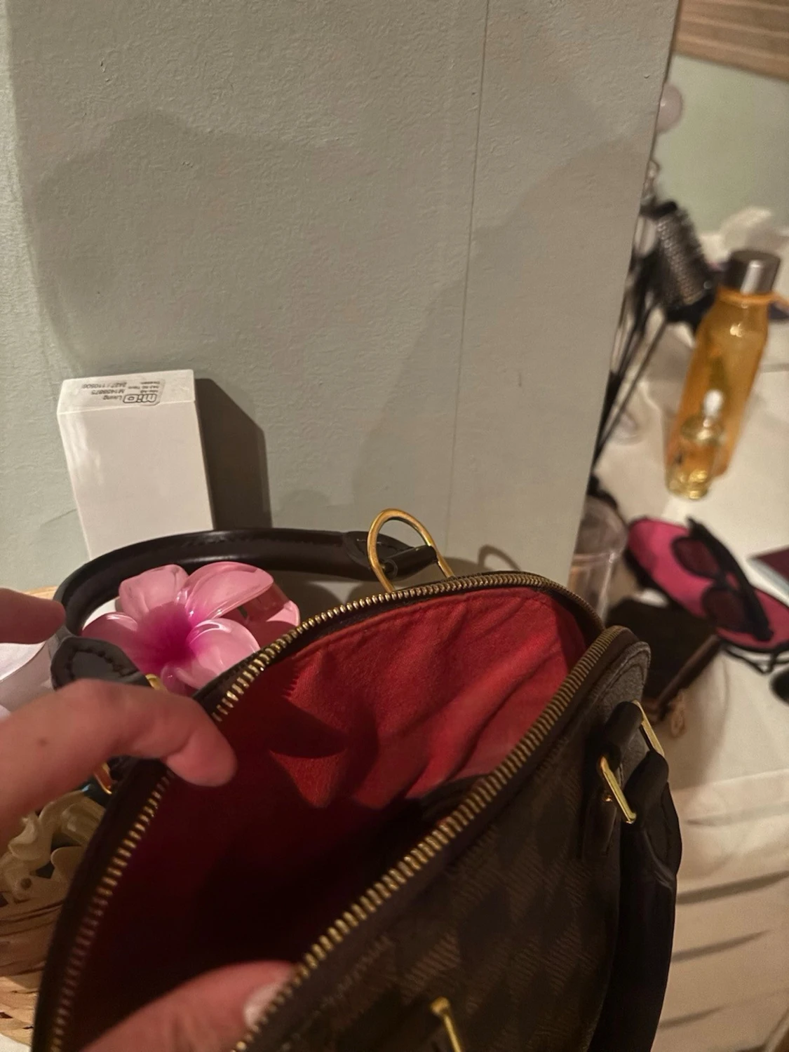  brun rutig handväska - 2