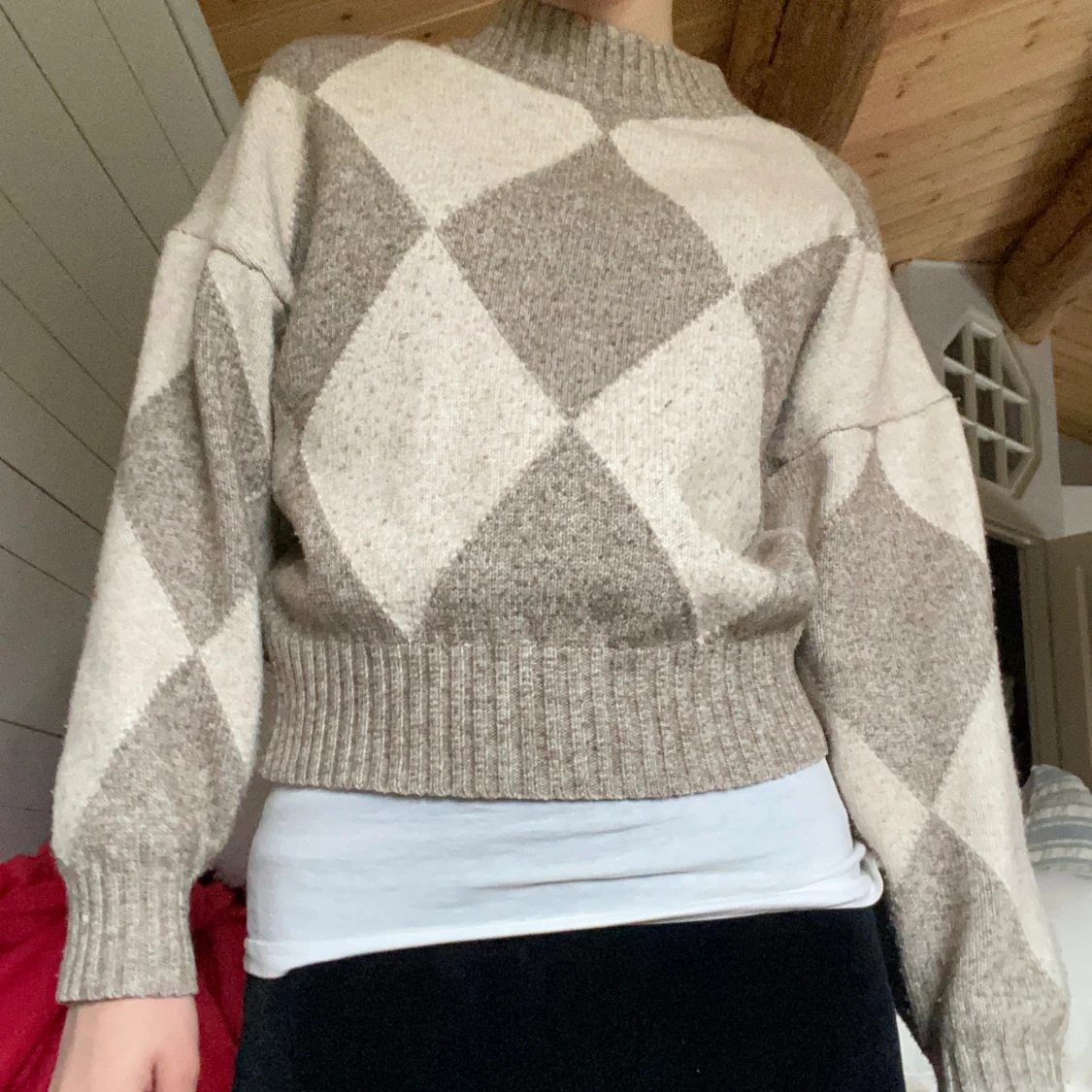 Grå stickad tjocktröja - 91