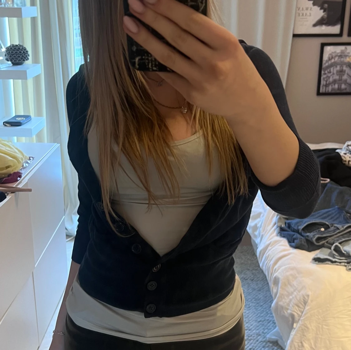 Trekvartsärmad kofta med luva  - 90