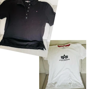 Tommy Hilfiger pike - Svart TH i fint skick. Liten i storlekar så denna XL är mer en L.   Vit t-shirt Alpha Industries i stl. Nyskick.   Säljer båda för 100 kr