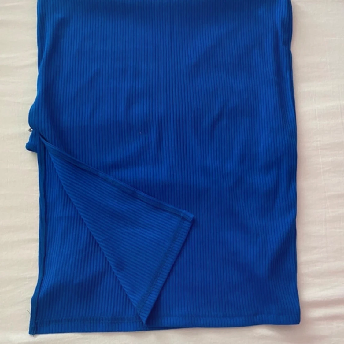 Blå ribbad linnetopp - 90