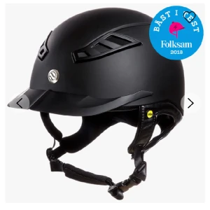 Ridhjälm VG1 EQ3 Lynx Smooth Top Mips Back on Track - Säljer en svart back on track hjälm som endast är använd 1 gång. Inga skador eller repor alls, som ny.  Den är i storlek L, 59-61 och går att justera där bak på hjälmen 