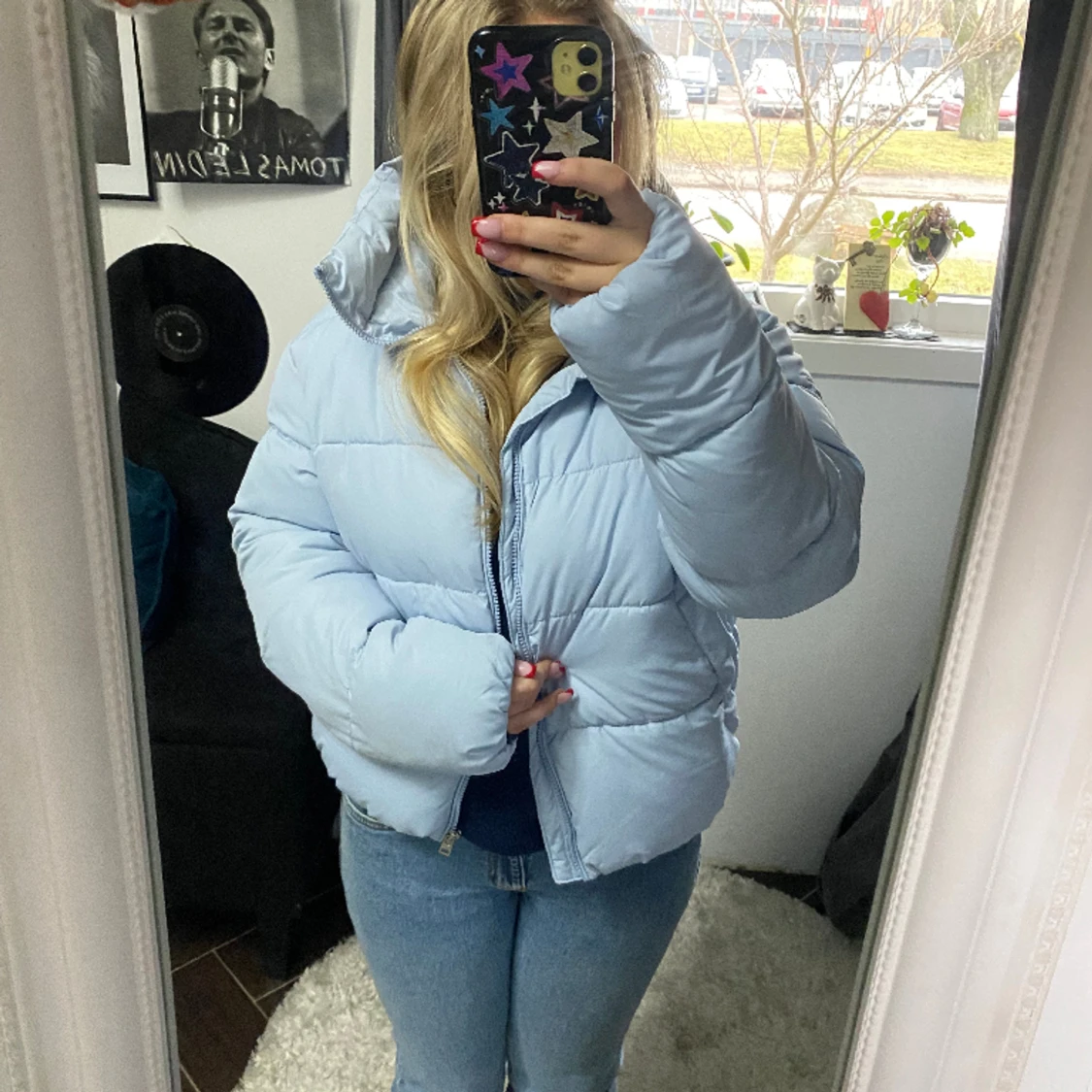 Blå vinter jacka med prislappen kvar