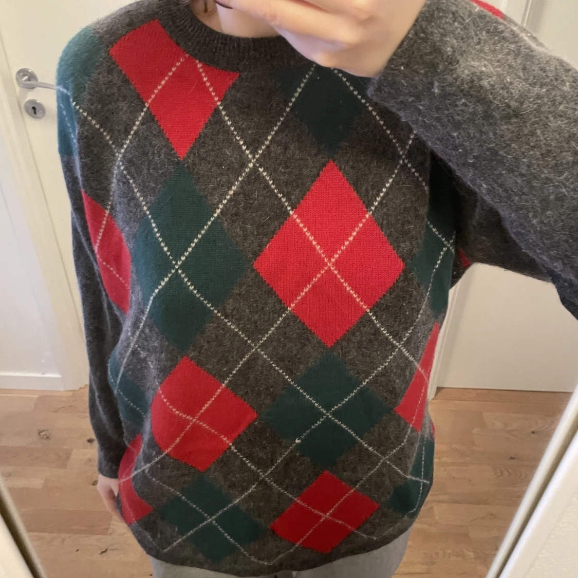 Flerfärgad rutig tjocktröja  - 91