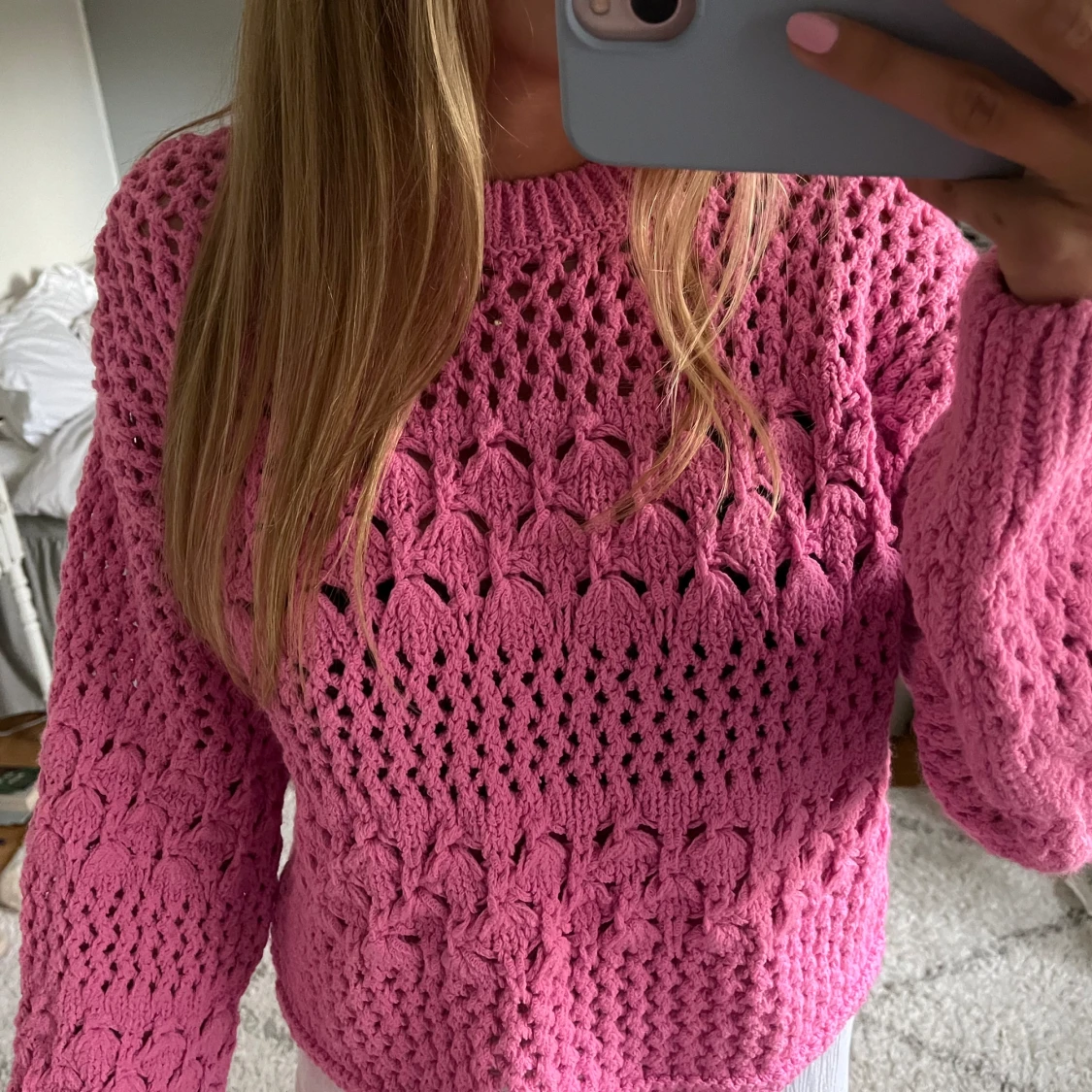 Rosa virkad tröja - 90