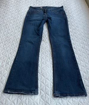 Low Rise Bootcut Jeans - Ett par jättefina jeans som är low rise och bootcut med fina detaljer på bakfickorna! Skick är 10/10 och endast använda 2 gånger. Säljer på grund av att det inte är min stil längre. Skriv gärna om ni har några frågor om mått eller fler bilder!