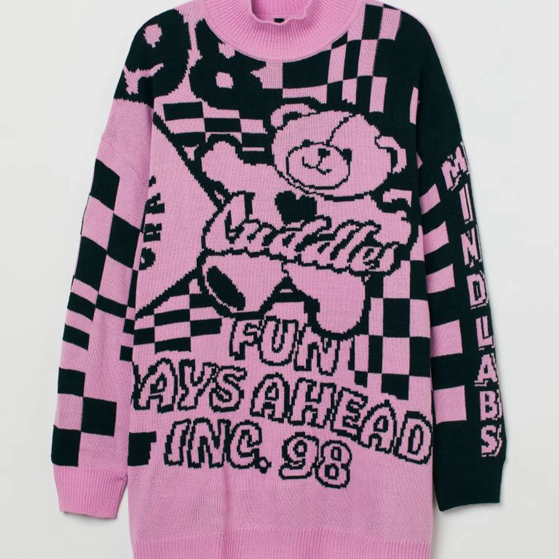 Alt Oversize Pink & Black Bear Sweater
