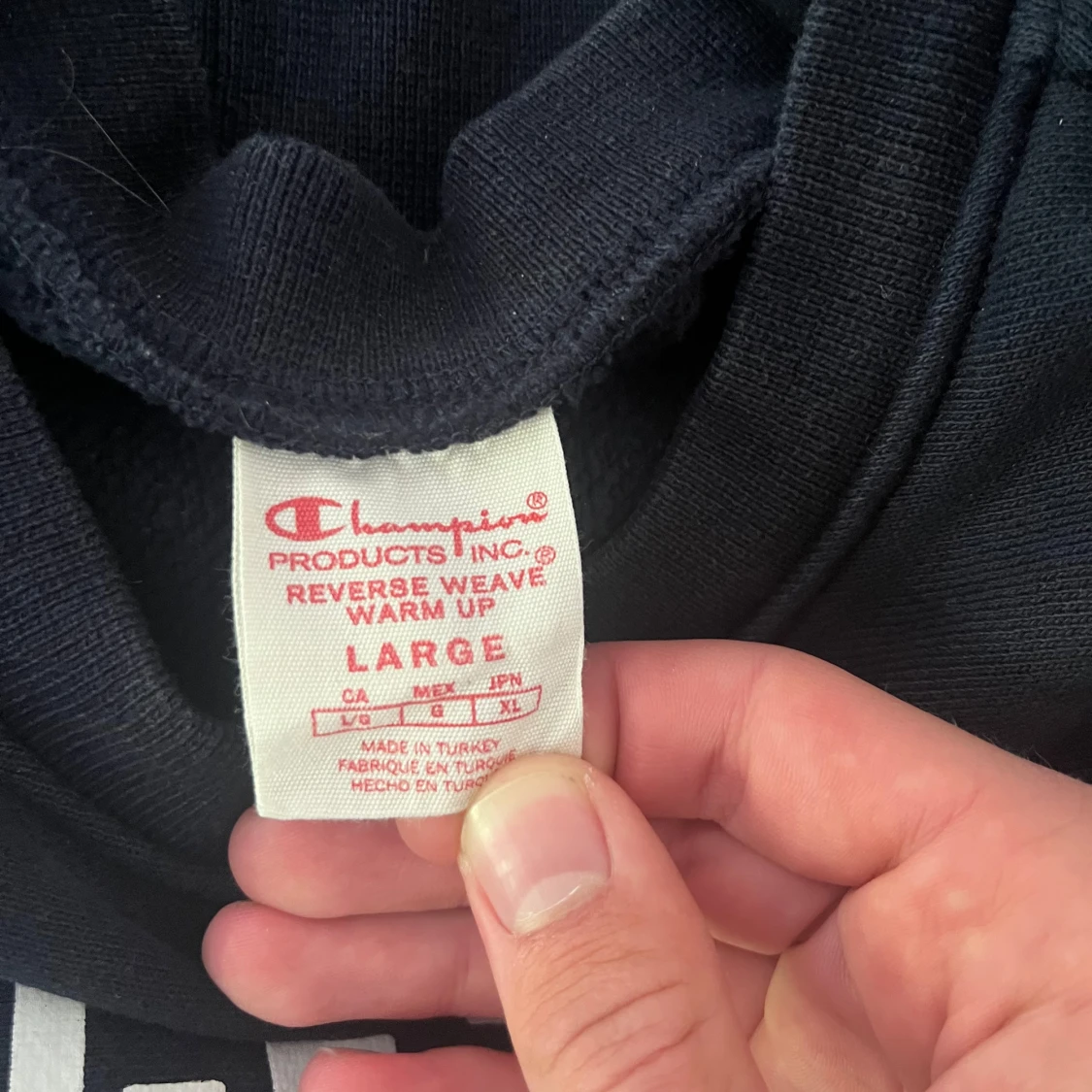 Marinblå sweatshirt med tryck - 91