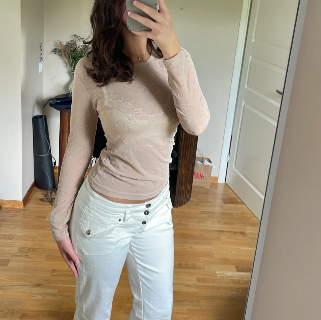 Mesh topp med mönster - 90