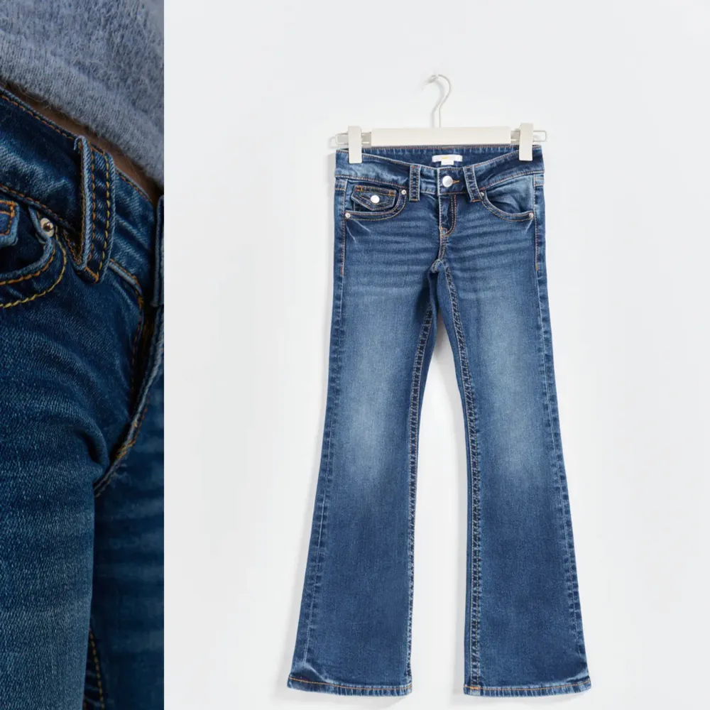 Säljer denna jeans från Gina young som endast är använd 2-3 gånger, så alltsomoftast nyskick! Dem är i storlek 170 och dem passar mig bra i längden som är runt 167❤️. Jeans & Byxor.