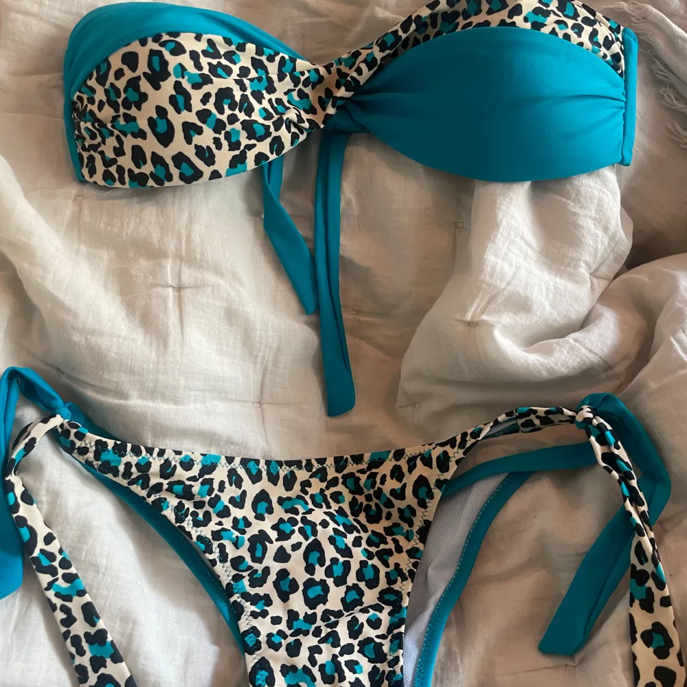Jättesnygg bikini med leopardmönster och i perfekt modell. Jag har aldrig använt den men den tvättas självklart innan jag postar. . Övrigt.